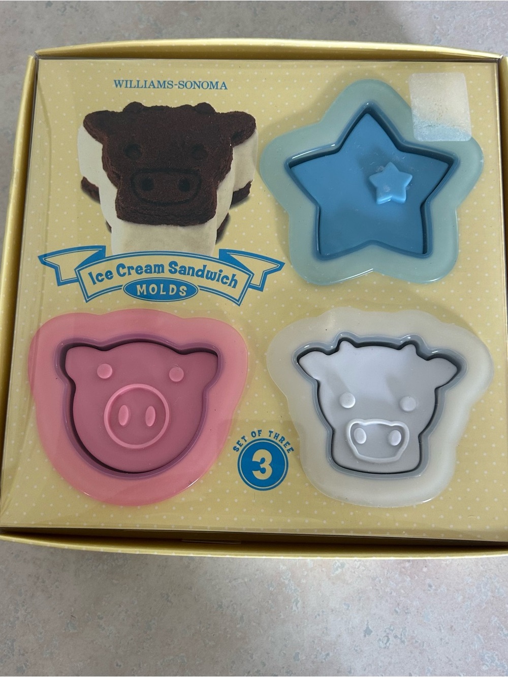 Williams Sonoma Pink, Blue & White Small Pets Ice Cream Sandwich Molds